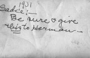 message-to-sophie-on-back-of-1931-baseball-picture